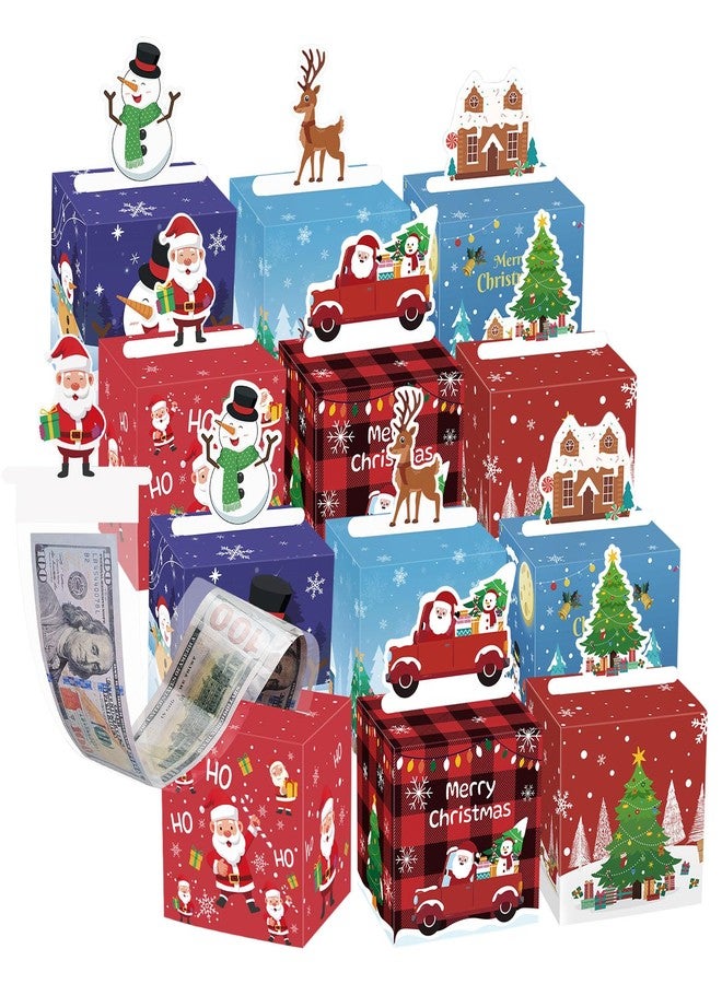 MoKo Christmas Money Box for Cash Gift Pull, 12 Pack Surprise Money Gift Box for Kids Adults with 160 Pcs Transparent Bags, A Fun Way to Give Cash to Girls and Boys, Christmas Decor Ideas,Red and Blue - Image 1